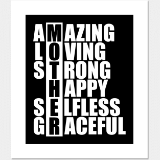 Mother Acronym - Amazing loving strong happy selfless graceful w Posters and Art